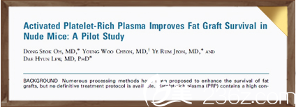 吳東錫院長發(fā)表的PRP脂肪移植論文