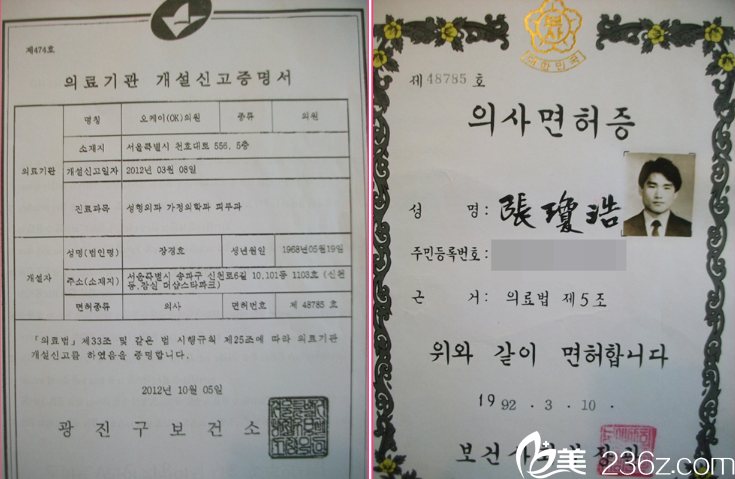 張瓊浩院長證書