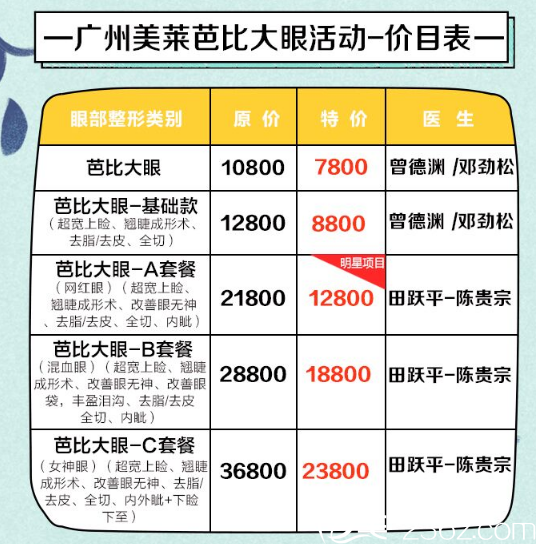廣州美萊2019年雙眼皮整形價格表 廣州美萊2019年雙眼皮整形價格表