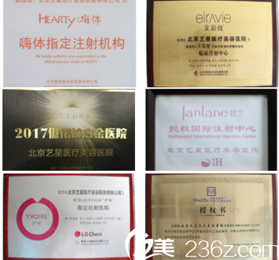 北京藝星醫(yī)療美容醫(yī)院部分榮譽(yù)
