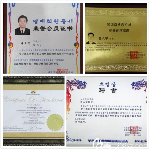 魯天宇個(gè)人榮譽(yù)