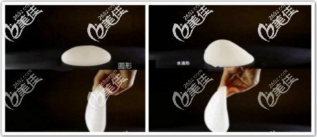 曼托圓形和水滴形假體平躺和站立的形態(tài)