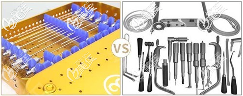 不開刀去下頜角和傳統(tǒng)截骨瘦臉術(shù)中使用器械對(duì)比展示