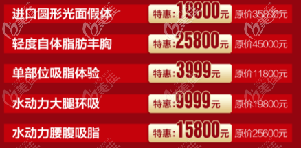 北京米蘭柏羽麗都周年慶單部位吸脂等項目宣傳圖